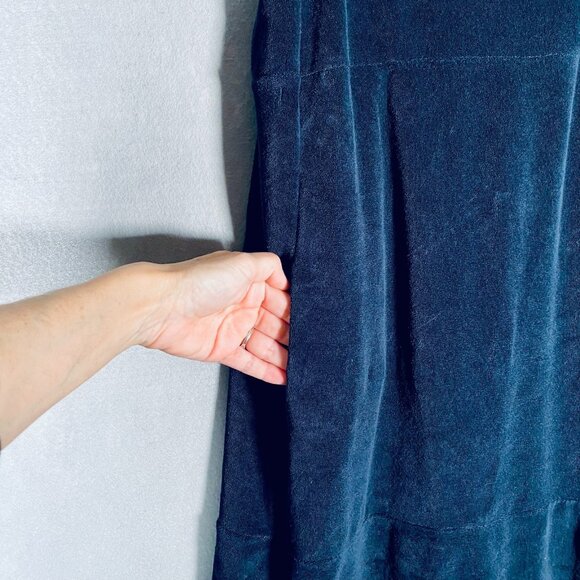 Me + Em Maxi Dress Womens 10 Blue Corduroy Quiet Luxury Costal Cowgirl Garden - Picture 2 of 14